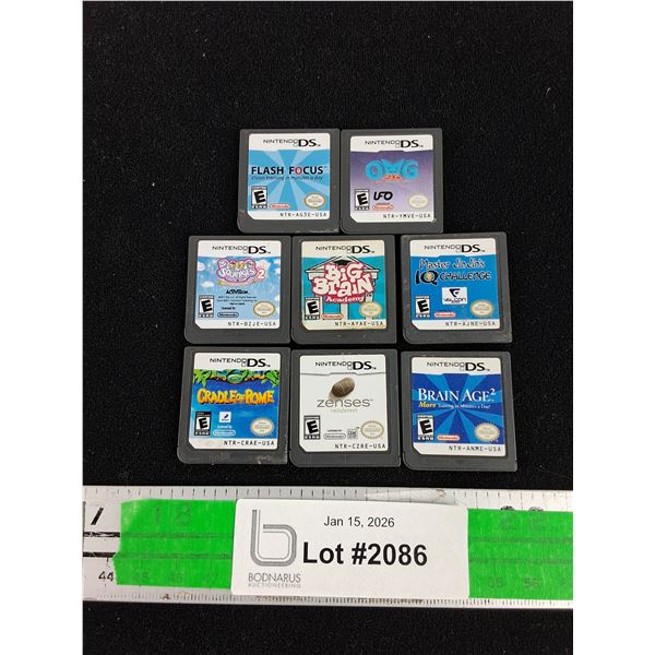 (8) Nintendo DS Game Cartridges - Cradle of Rome, Big Brain Academy, Flash Focus
