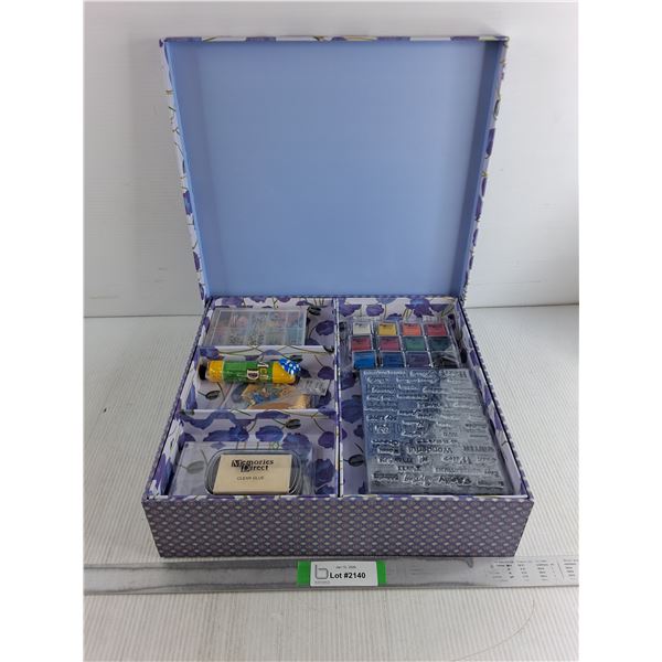 Assorted Scrapbooking Materials in Decorative Box