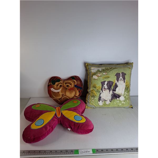 (3) Decorative Throw Pillows- Butterfly