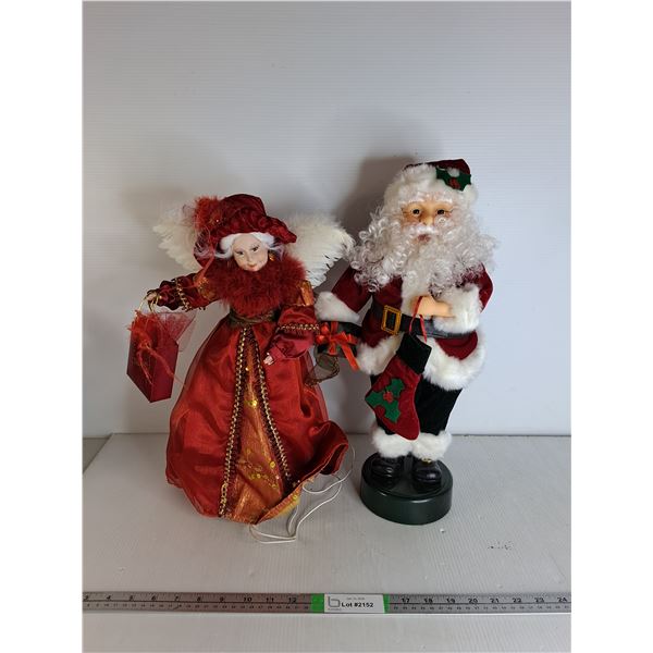 Decorative Christmas Statues- Santa, Light Up Shopping Lady