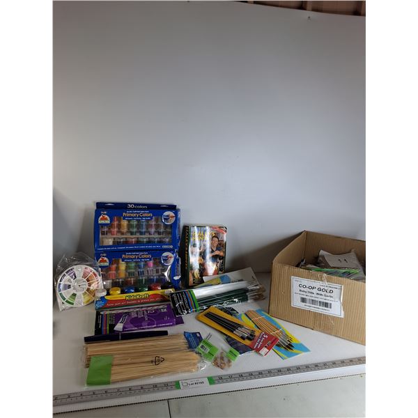 Box Of Various Art Supplies- Paint/Brushes, Markers