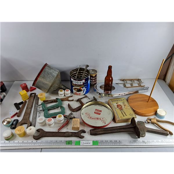 Fuel Funnel, Wrenches, Paper Towel Holder, Hole Punch, C Clamps, Philips Screwdriver, Misc