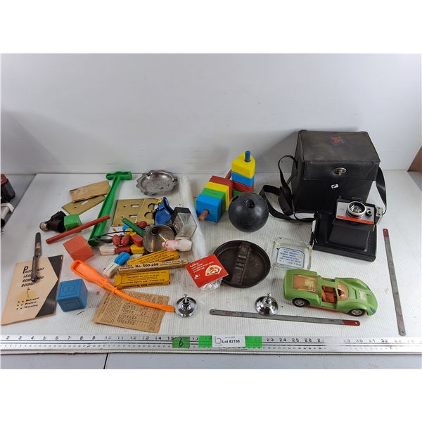 Ash Trays, Food Cover, Polaroid Colorpack 80 Camera - As Is, Saw Blades, Funnel, Misc