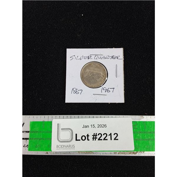 1867 - 1967 Canadian Silver 25 Cents Coin - Collectible
