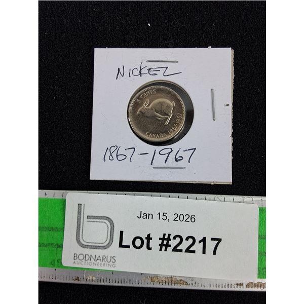 1867 - 1967 Canadian 5 Cents Nickel Coin - Collectible