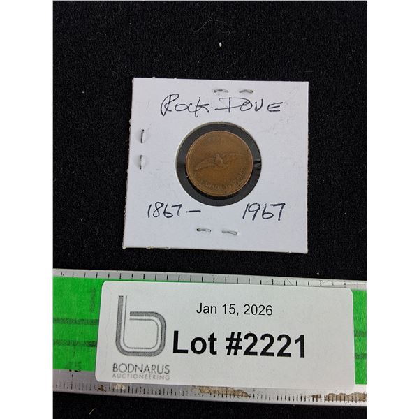 1867 - 1967 Rock Dove Canadian 1 Cent Coin - Collectible