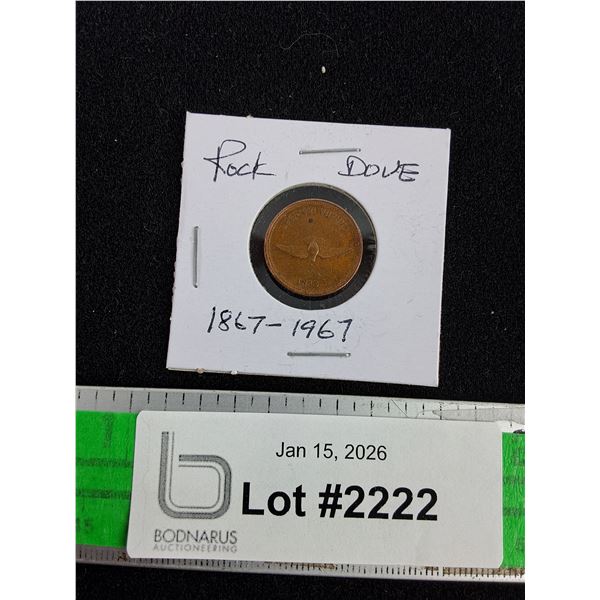 1867 - 1967 Rock Dove Canadian 1 Cent Coin - Collectible