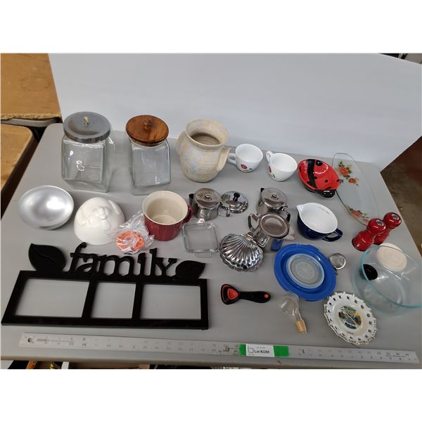 Kitchen Lot- Salt & Pepper Shakers, Creamers, Glass Jars, Misc. Pickup Preferred