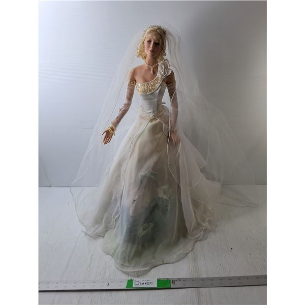 Porcelain Bride Doll with Stand 25", Pickup Preferred