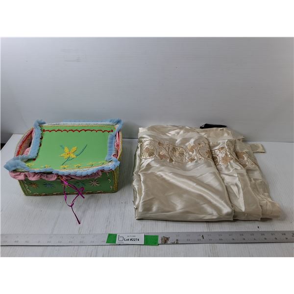 Decorative Christmas Box 11.5" x 8" x 4" & Curtain Approx. 80" x 46"