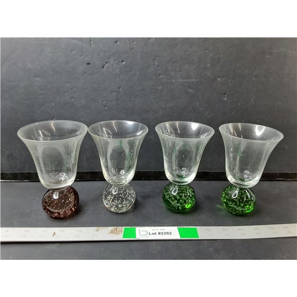 (4) Ball Style Wine Glasses 6"