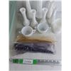 Image 3 : Milk Glass Vases, Sugar Bowls, Scented Sticks, Plastic Container w/Lid 16" x 11" x 6"