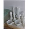Image 6 : Milk Glass Vases, Sugar Bowls, Scented Sticks, Plastic Container w/Lid 16" x 11" x 6"