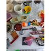 Image 6 : Assorted Mugs, Candle Holders, Measuring Spoons, Misc, Plastic Container w/Lid 16" x 11" x 6"