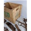 Image 6 : Vintage Wooden 7 Up Crate 17" x 12" x 12", Rustic Metal Hardware & Tools Lot - PICK UP