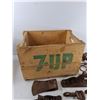 Image 7 : Vintage Wooden 7 Up Crate 17" x 12" x 12", Rustic Metal Hardware & Tools Lot - PICK UP