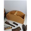 Image 10 : Junior Wooden Crate 17 1/2" x 9" x 8", Tire Pressure Gauge, Tool Caddy, Brush, Wrenches, Metal File
