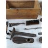 Image 3 : Junior Wooden Crate 17 1/2" x 9" x 8", Tire Pressure Gauge, Tool Caddy, Brush, Wrenches, Metal File