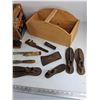 Image 5 : Junior Wooden Crate 17 1/2" x 9" x 8", Tire Pressure Gauge, Tool Caddy, Brush, Wrenches, Metal File
