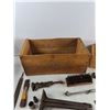 Image 6 : Junior Wooden Crate 17 1/2" x 9" x 8", Tire Pressure Gauge, Tool Caddy, Brush, Wrenches, Metal File