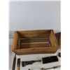 Image 7 : Junior Wooden Crate 17 1/2" x 9" x 8", Tire Pressure Gauge, Tool Caddy, Brush, Wrenches, Metal File
