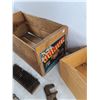 Image 8 : Junior Wooden Crate 17 1/2" x 9" x 8", Tire Pressure Gauge, Tool Caddy, Brush, Wrenches, Metal File