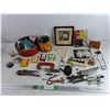Image 1 : Assorted Hardware, Vise Grips, 3" C Clamp, Drill Bits, Lighter, Box Cutter, Indoor Lights Bulbs