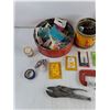 Image 2 : Assorted Hardware, Vise Grips, 3" C Clamp, Drill Bits, Lighter, Box Cutter, Indoor Lights Bulbs