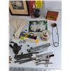 Image 8 : Assorted Hardware, Vise Grips, 3" C Clamp, Drill Bits, Lighter, Box Cutter, Indoor Lights Bulbs