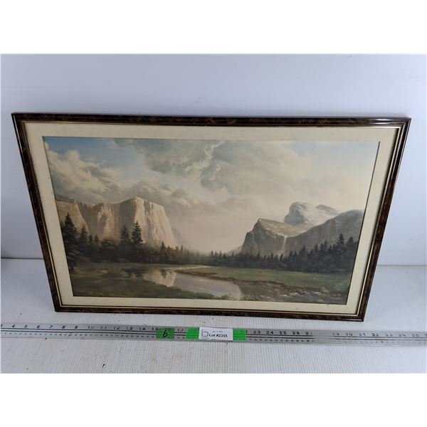 Burl Wood Imitation Framed Valley Wall Art Print 25" x 16" - Pick Up Preferred