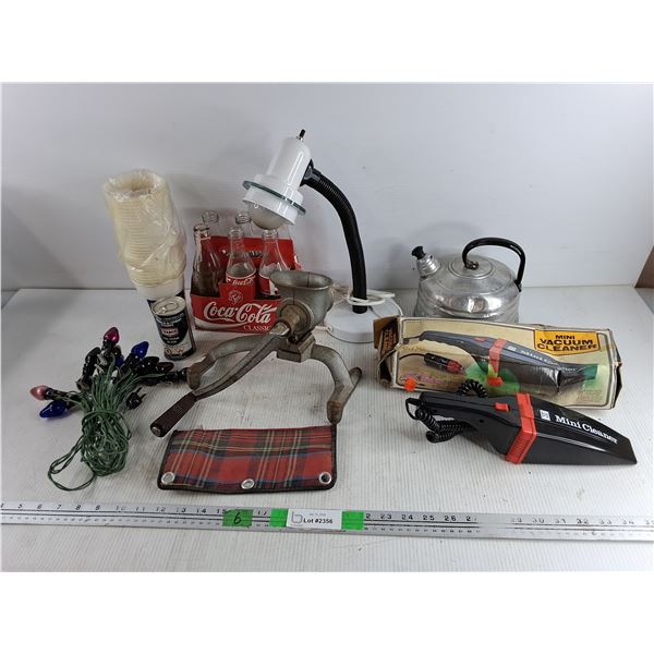 12V Mini Vacuum Cleaner, Vintage Tea Pot, Table Lamp - Powers On, As Is, Texaco De Icer, Misc