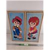 Image 1 : Vintage Raggedy Ann & Andy Style Wall Plaques - Signed Lyn 20" x 9"