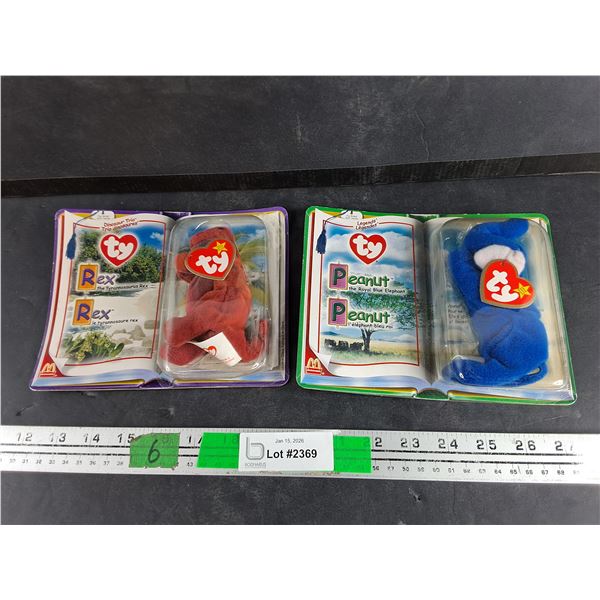 TY McDonald's the Tyrannosaurus Rex & Peanut the Royal Blue Elephant Toys