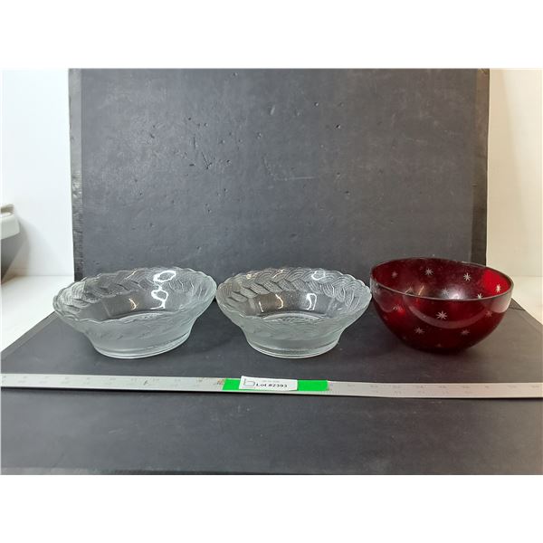 (3) Glass Bowls Up to 8.75 