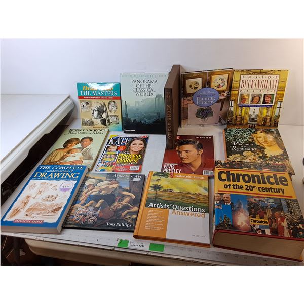 Book/Magazine Lot- Fundamentals of Drawing, Remembering Elvis Presley, Inside Buckingham Palace, Mis