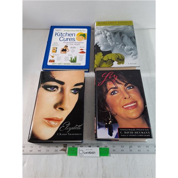 (4) Various Books, Elizabeth Taylor, Helen of Troy, Kitchen Cures