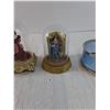 Image 3 : (3) Small Limited Edition Figurines w/ Glass Dome Tops, Extra Glass Top, Round Mirrored Trinket Dish