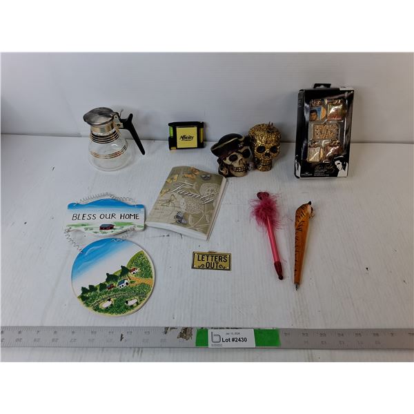 Elvis Tree Ornaments, Skull Ornaments, Pens, Misc.