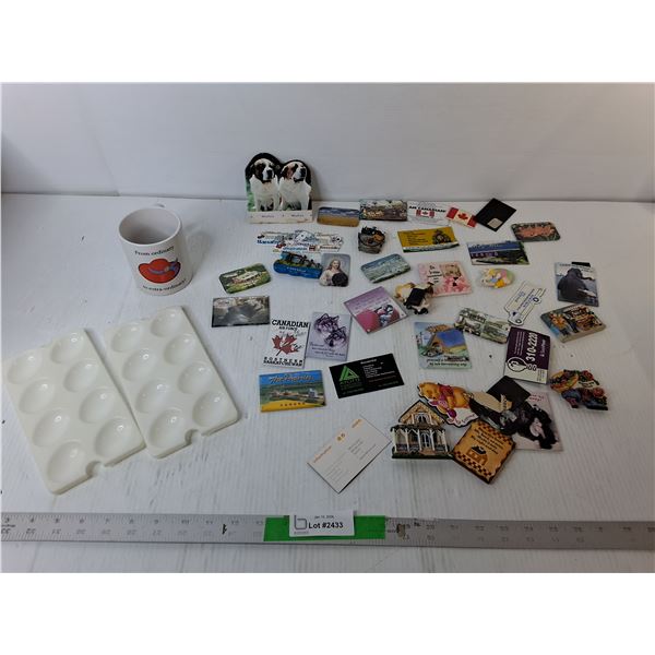 Fridge Magnets, Red Hat Mug, Egg Tray Inserts