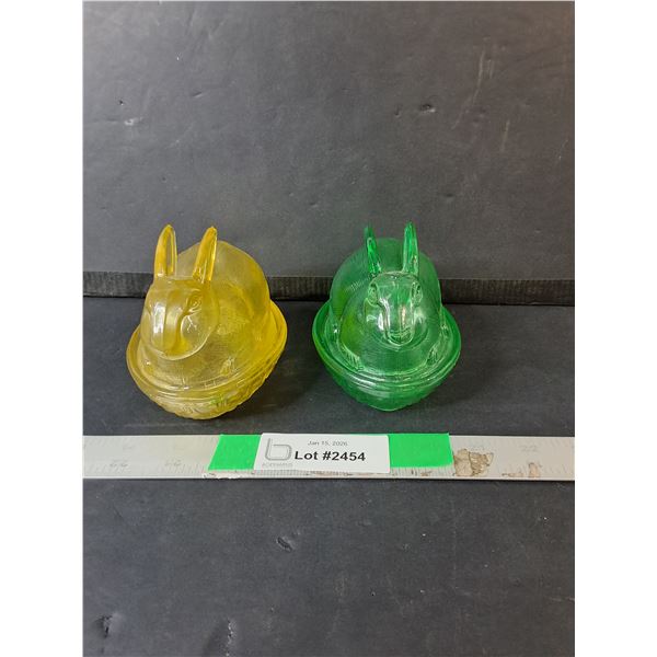 Glass Rabbit on Nest Trinket Dishes