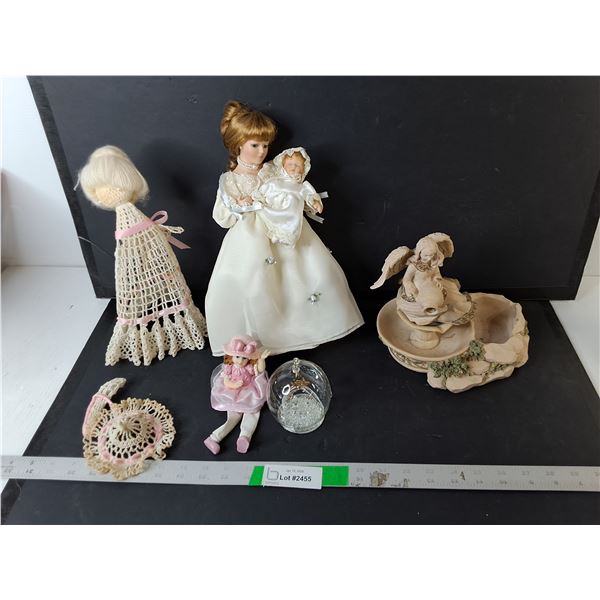 Porcelain Dolls, Fountain- As Is, Tree Ornament, Misc.