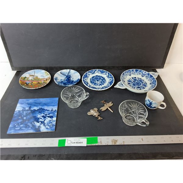 Dutch Style Dessert Plates, Teacups, Misc.