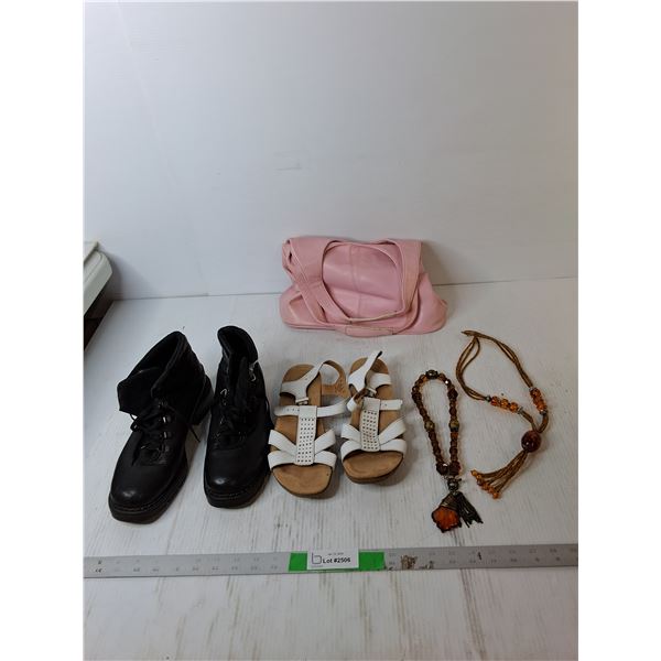 (2) Pairs of Women's Shoes- 8.5/9, Necklaces & Purse