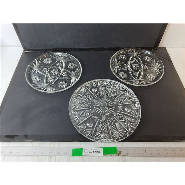 (3) Glass Serving Plates 10.75"