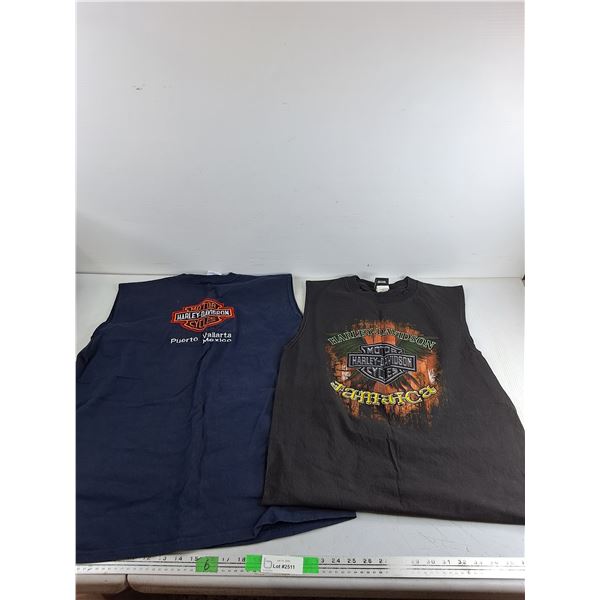 (2) Harley Davidson Sleeveless Shirts - Size XL & L