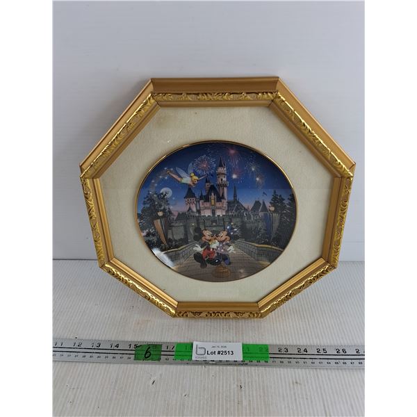 Framed Disneyland Mickey & Minnie Mouse Decorative Plate 13" x 13"