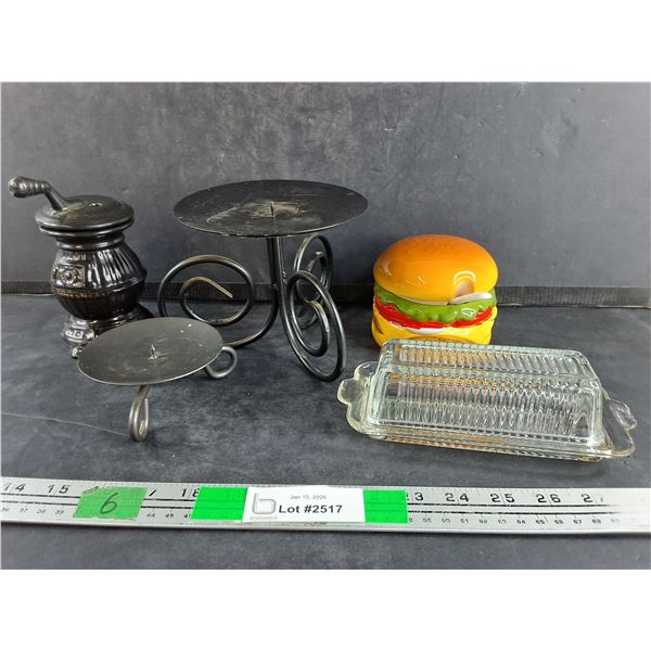 Lidded Glass Butter Dish, Candle Stands, Burger Sugar Dish, The Homesteader Ceramic Dish