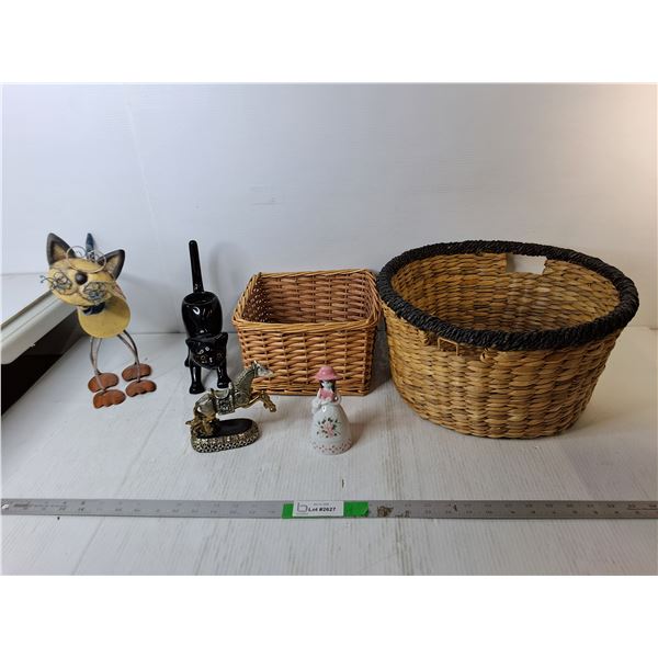 Woven Baskets Up to 15.5", Cat Tealight Holder, Ceramic Bell, Misc. Pickup Preferred