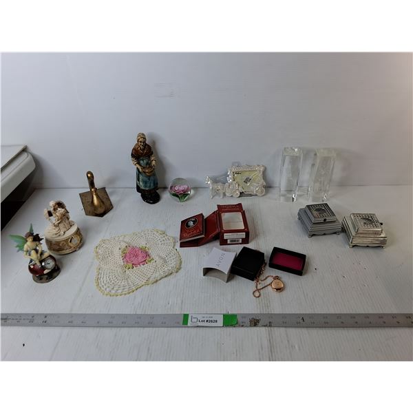 Necklace with Locket, Paperweights, Desk Clocks, Misc.