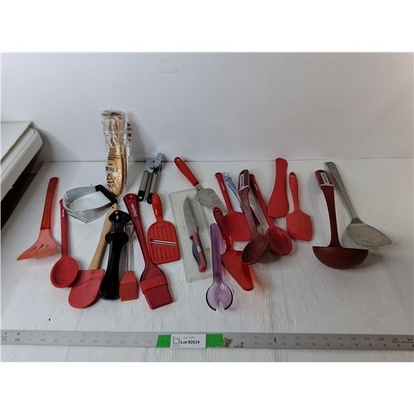 Kitchen Utensils- Spatulas, Can Opener, Potato Masher, Misc.